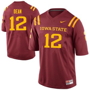 Mens Iowa State Cyclones Easton Dean #12 Embroidery Cardinal Jerseys 472684-333