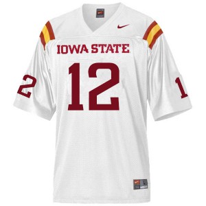 Men's Iowa State Cyclones Easton Dean #12 Embroidery White Jerseys 725677-984