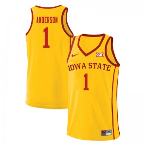 Men Iowa State Cyclones Luke Anderson #1 Yellow College Jersey 576413-208