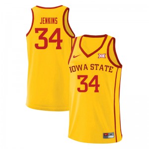 Mens Iowa State Cyclones Nate Jenkins #34 University Yellow Jersey 910704-569