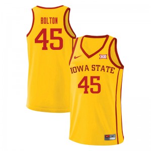 Men Iowa State Cyclones Rasir Bolton #45 Yellow Basketball Jersey 168888-486
