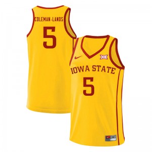 Mens Iowa State Cyclones Jalen Coleman-Lands #5 Yellow Embroidery Jersey 618857-425
