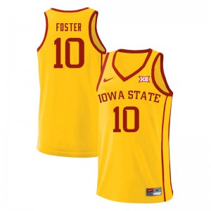 Men Iowa State Cyclones Xavier Foster #10 Stitch Yellow Jerseys 568444-457