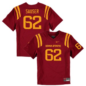 Men's Iowa State Cyclones Dodge Sauser #62 Cardinal Embroidery Jersey 769021-945