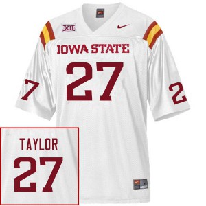 Men's Iowa State Cyclones Israel Taylor #27 College White Jerseys 584594-897