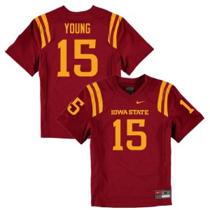 Mens Iowa State Cyclones Isheem Young #15 Cardinal College Jersey 897265-885