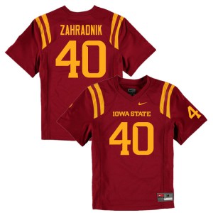 Mens Iowa State Cyclones Will Zahradnik #40 Official Cardinal Jersey 586002-642