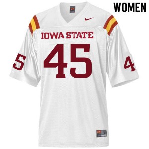 Women Iowa State Cyclones Ben Latusek #45 Stitched White Jerseys 839854-878