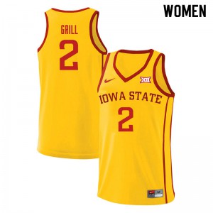 Women's Iowa State Cyclones Caleb Grill #2 Yellow Alumni Jersey 685846-107