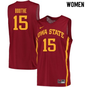Women Iowa State Cyclones Carter Boothe #15 Stitch Cardinal Jerseys 486337-386