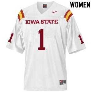 Womens Iowa State Cyclones Datrone Young #1 Stitched White Jerseys 500992-728