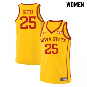 Women's Iowa State Cyclones Eric Steyer #25 Yellow College Jersey 694740-135