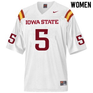 Womens Iowa State Cyclones John Kolar #5 White Football Jerseys 288657-278