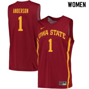 Womens Iowa State Cyclones Luke Anderson #1 Cardinal College Jersey 998349-298