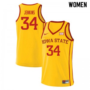 Womens Iowa State Cyclones Nate Jenkins #34 University Yellow Jerseys 394411-183