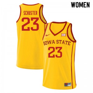 Women Iowa State Cyclones Nate Schuster #23 Official Yellow Jerseys 981323-886