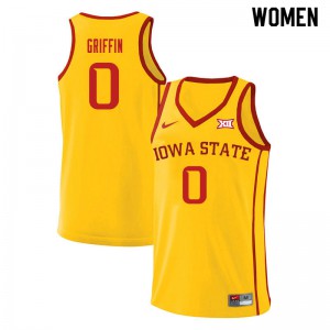 Women Iowa State Cyclones Zion Griffin #0 Yellow Official Jersey 950994-995