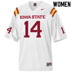 Womens Iowa State Cyclones Aidan Bouman #14 White Stitched Jersey 748009-218