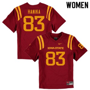 Women's Iowa State Cyclones DeShawn Hanika #83 Cardinal Embroidery Jersey 486282-824