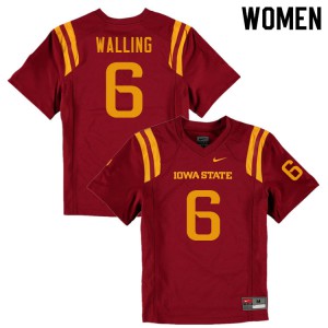Women Iowa State Cyclones Rory Walling #6 NCAA Cardinal Jersey 740429-946