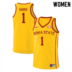 Women Iowa State Cyclones Tyler Harris #1 Yellow Stitched Jersey 706291-963