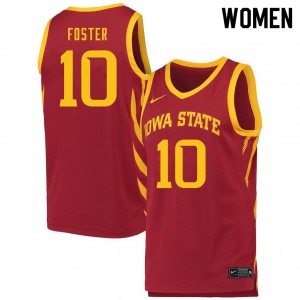 Women's Iowa State Cyclones Xavier Foster #10 College Cardinal Jersey 771595-491