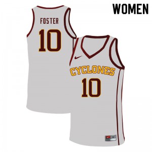 Women Iowa State Cyclones Xavier Foster #10 Basketball White Jersey 847511-532
