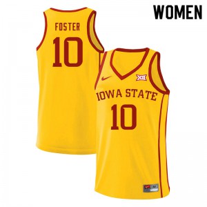 Womens Iowa State Cyclones Xavier Foster #10 Basketball Yellow Jersey 524128-927