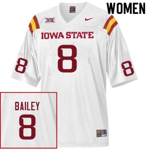 Women Iowa State Cyclones Cordarrius Bailey #8 White Alumni Jerseys 811623-530