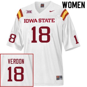 Women's Iowa State Cyclones Malik Verdon #18 White Football Jersey 343707-886
