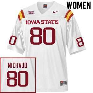 Women's Iowa State Cyclones Tristan Michaud #80 White Alumni Jersey 373362-101