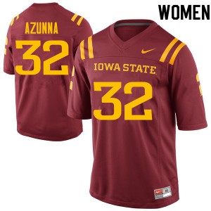 Womens Iowa State Cyclones Arnold Azunna #32 Cardinal Stitch Jerseys 221620-456
