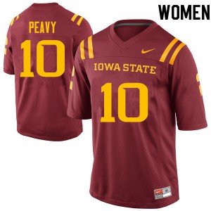 Womens Iowa State Cyclones Brian Peavy #10 Embroidery Cardinal Jersey 383257-714