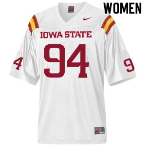 Women's Iowa State Cyclones Cameron Shook #94 White Stitched Jerseys 585239-396