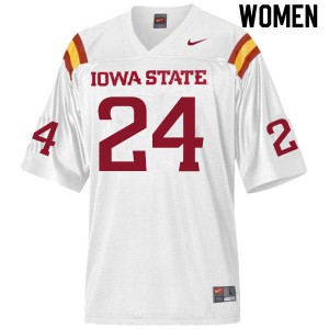Women's Iowa State Cyclones D.J. Miller #24 White Stitch Jerseys 276394-854