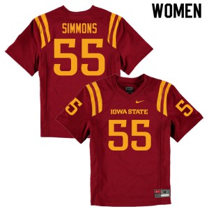 Women's Iowa State Cyclones Darrell Simmons #55 Cardinal Stitch Jerseys 359207-440