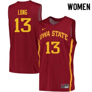 Womens Iowa State Cyclones Jakolby Long #13 Cardinal Embroidery Jerseys 695016-634