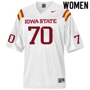 Women's Iowa State Cyclones Joe Lilienthal #70 Stitched White Jerseys 986090-500