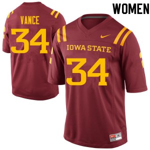 Womens Iowa State Cyclones O'Rien Vance #34 Cardinal Player Jerseys 811388-127