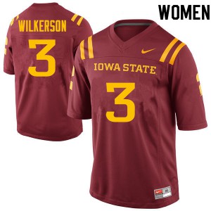 Womens Iowa State Cyclones Reggie Wilkerson #3 Cardinal NCAA Jerseys 382735-402