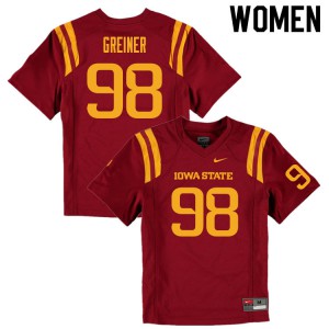 Womens Iowa State Cyclones Seth Greiner #98 Official Cardinal Jerseys 157081-685