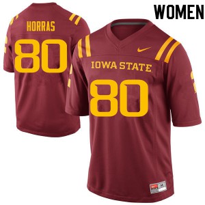 Women Iowa State Cyclones Vince Horras #80 Official Cardinal Jersey 539745-999