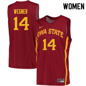 Womens Iowa State Cyclones Waldo Wegner #14 Cardinal Basketball Jerseys 771271-253