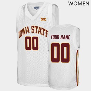 Women Iowa State Cyclones Custom #00 White Stitch Jerseys 761826-862