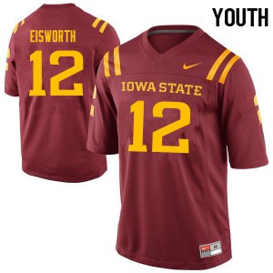 Youth Iowa State Cyclones Greg Eisworth #12 Official Cardinal Jerseys 417985-902
