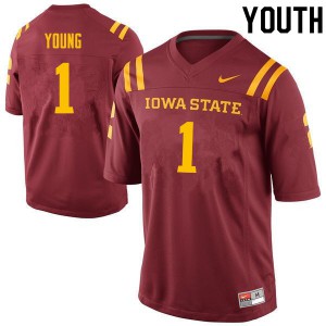 Youth Iowa State Cyclones Datrone Young #1 Alumni Cardinal Jersey 471969-196