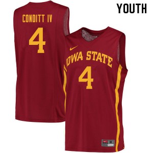 Youth Iowa State Cyclones George Conditt IV #4 Stitched Cardinal Jersey 670184-877