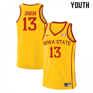 Youth Iowa State Cyclones Javan Johnson #13 Yellow Official Jersey 507955-948