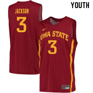Youth Iowa State Cyclones Tre Jackson #3 Cardinal Stitched Jerseys 207781-807