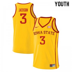Youth Iowa State Cyclones Tre Jackson #3 Yellow NCAA Jerseys 232787-630